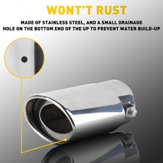 Car Stainless Rear Steel Pipe Exhaust Tail Muffler Round Tip Accessories