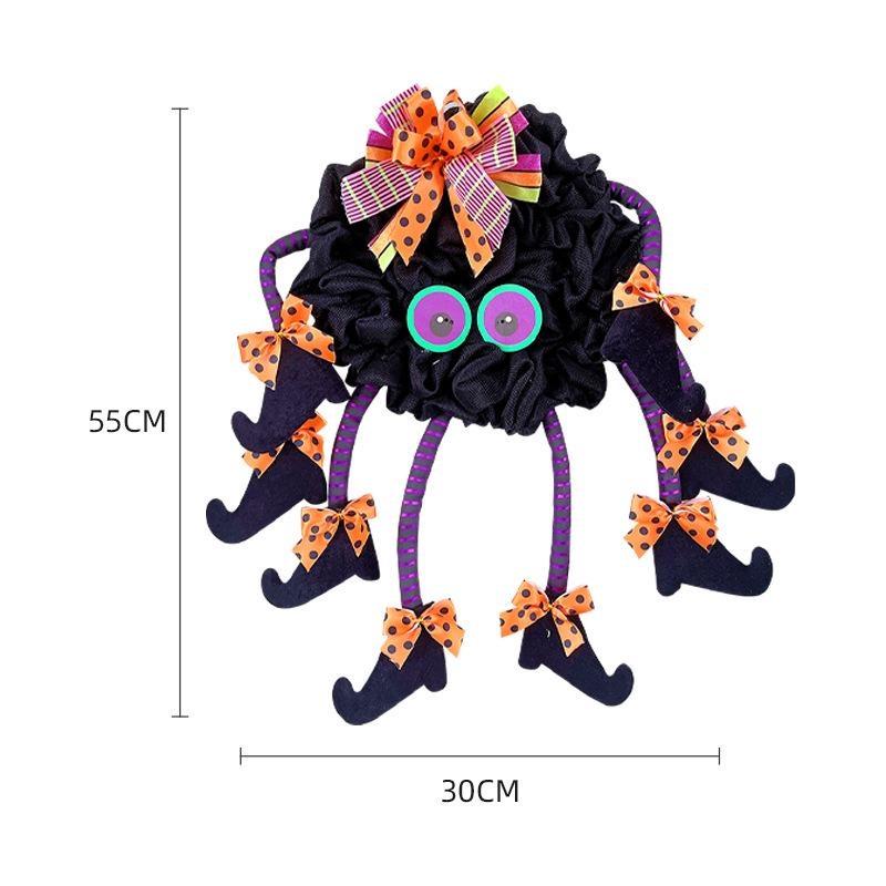 Halloween Party Decor Multi-leg Witch Wreath Spider Door Ornament Pendant Home Wall Hanging Decoration