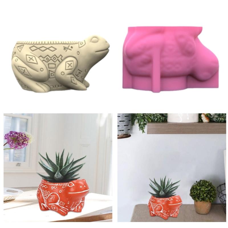 Silicone Vase Molds Flower Bottle Mold Frogs Shape Unique Flowerpot Molds Silicone Texture for Hand-Making Craft Vase
