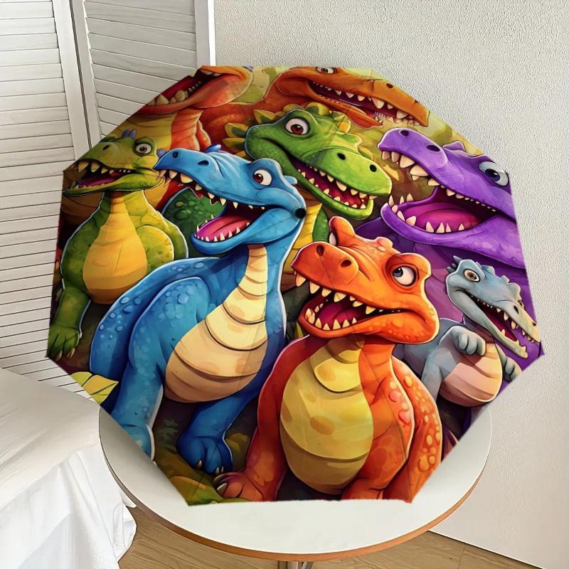 1PC dinosaur colorful Umbrella-8-Rib Reinforced Portable Folding Travel Suitable for All Seasons Outdoor Daily Use -J0409