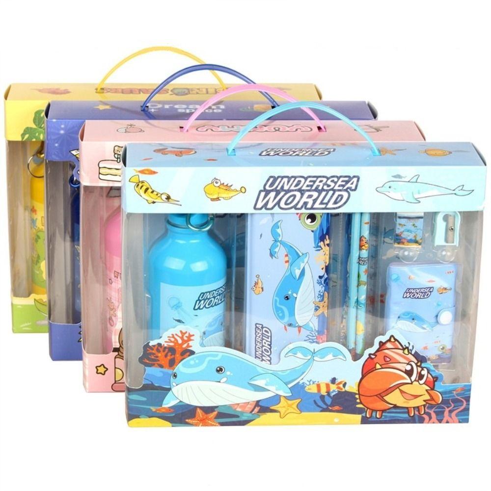 Ruler Notebook 8 In 1 Stationery Set Pencil Eraser Stationery Set with Tumbler  Boys Girls