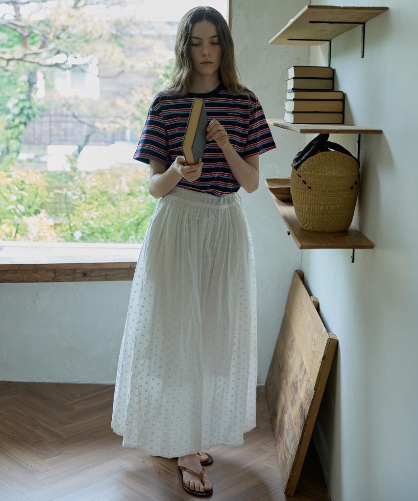 Opeundoeoseutyudio Resort Shirred Cotton Long Skirt Ivory