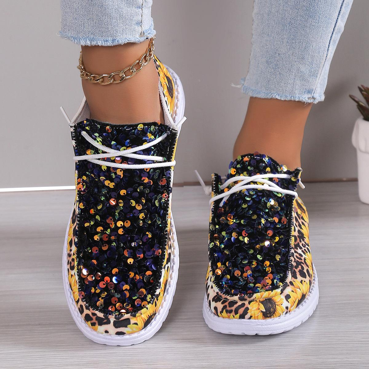 

Большие размеры парные мокасины с блестками и цветами туфли для вождения с одной педалью износостойкие женские туфли одиночные туфли 36