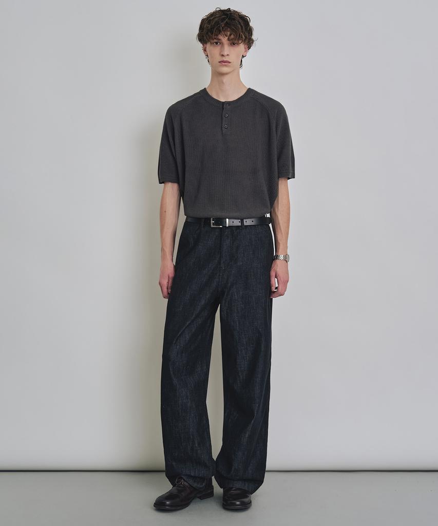 COSTUME O’CLOCK Linen-Like Non-Faded Wide Denim Pants Cp Black Coospt255Cpblack