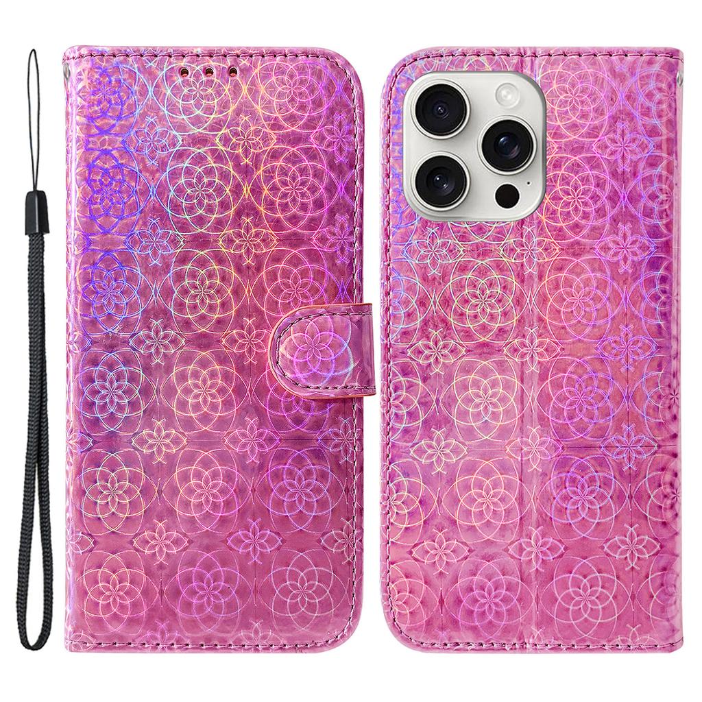 For iPhone 16 Pro Max Case Dazzling Flower Anti-Drop Leather Phone Cover
