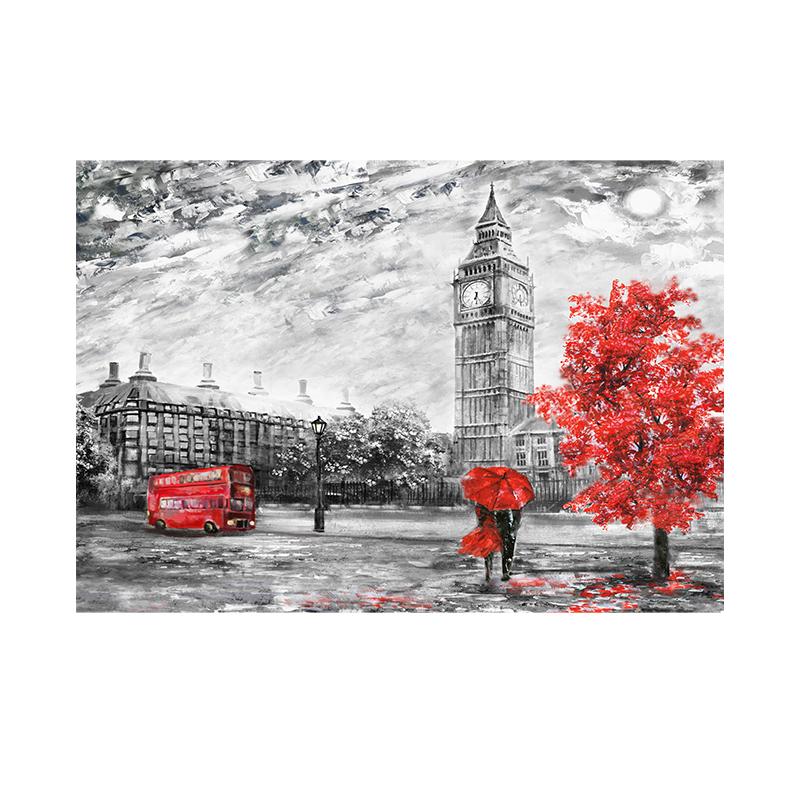 

Современная башня здание Красный автобус любовник холст картина постер город настенное искусство печать декоративная картина современная гостиная домашний декор без рамы 30x40cm