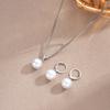 3 Pcs Round Pearl Jewelry Set Of Earring Pendant Necklace For Women Exquisite Fashion Rhinestone Double Wedding Jewelry Set Gift