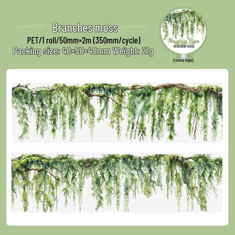 Beautiful Washi Tape for Bullet Journaling - Mountain, Field, and Vine Series - Vine Theme DIY Decorative Stickers