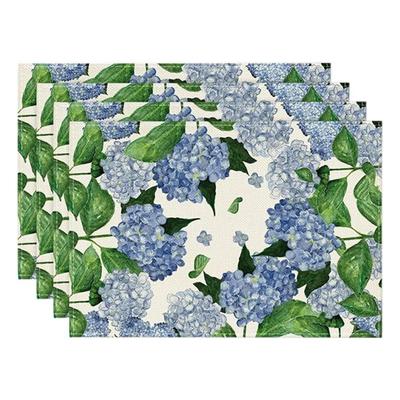 4PCS/Set Blue Hydrangea Placemats 30*45CM Linen Lavender Tulip Flower Table Mads For Home Xmas Party Dining Table Decoration