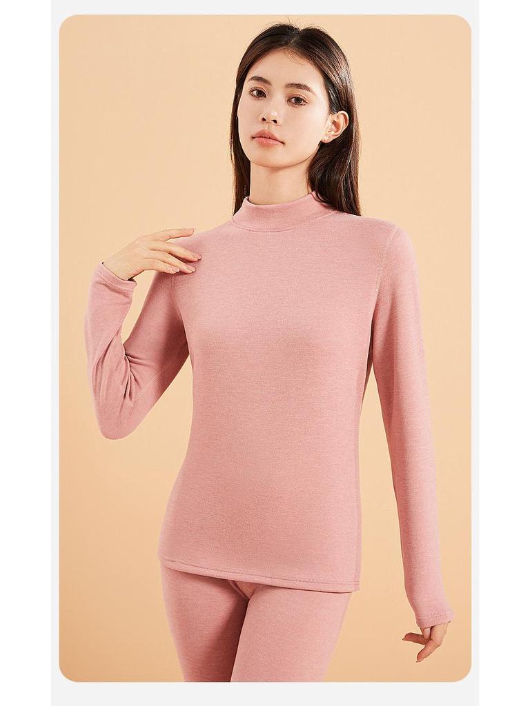 Women's and Men's Cashmere Silk Thermal Underwear Set for Autumn/Winter – Warm, Thickened Half-High Neck for Adults