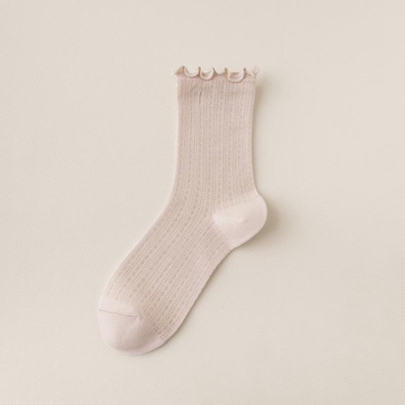 Sommersocken für Damen mit Schwarzpilzkanten, dünnes Netz, locker, Frottee-Wochenbettsocken für Mädchen, atmungsaktive Baumwoll-Halbvadensocken