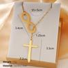 Collier Lariat Bande de Möbius en Acier Inoxydable - Pendentif Doré pour Femme