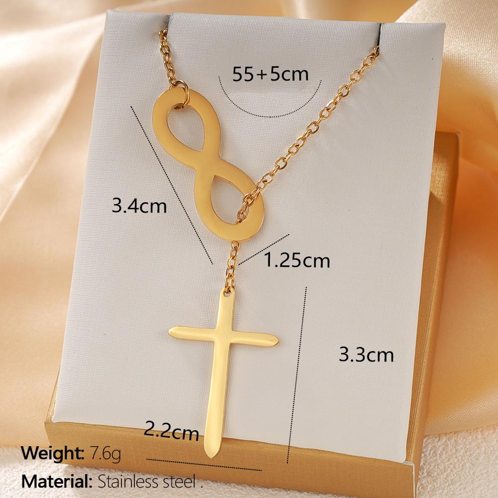 Collier Lariat Bande de Möbius en Acier Inoxydable - Pendentif Doré pour Femme