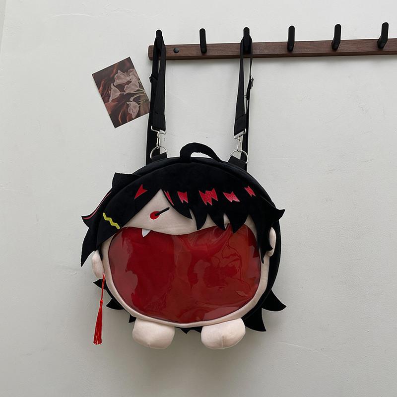 New Plush Backpack Featuring Vox Big Mouth Anime Pattern For Outings Casual