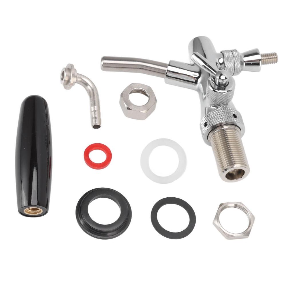 9 Piece Stainless Steel Beer Tap Faucet G5/8 Thread Chrome Plating Beer Flow Control Adjustable Flow Draft Beer Dispenser Bar