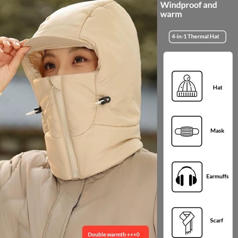 Winter Warm Cycling Hat Outdoor Integrated Ear Thick Cap Men Women Neck Protection Cold-Proof Hat