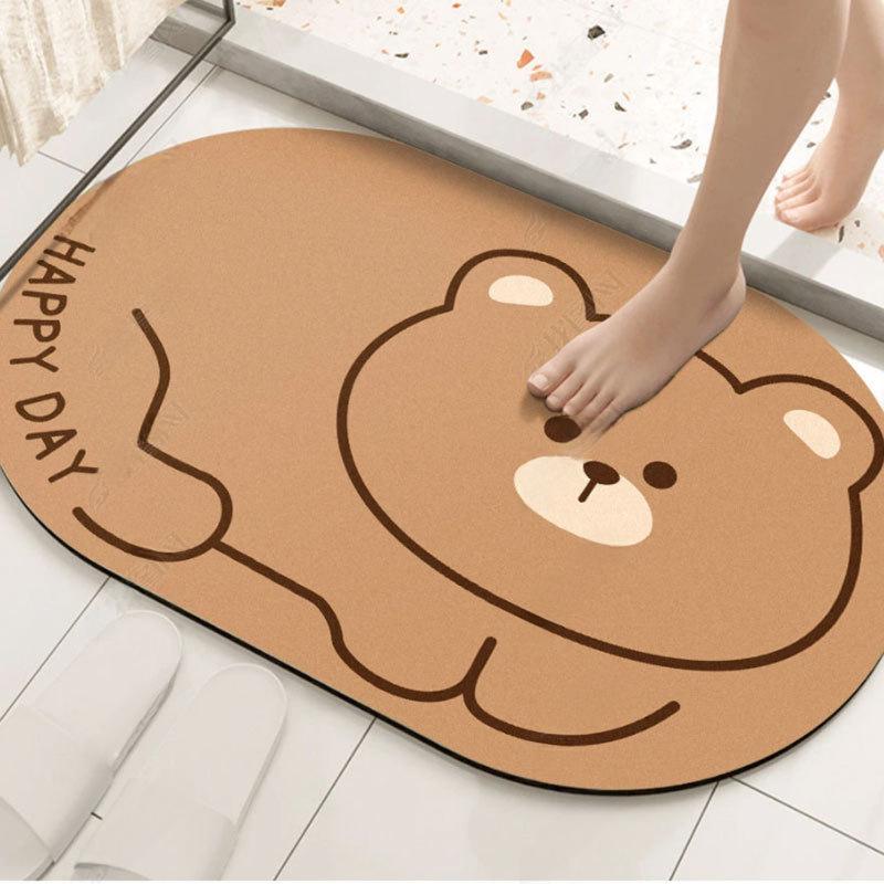Ovale Rutschfeste Cartoon-Fußmatten für Eingangsbereich, Schlafzimmer, Badezimmer und zur Staubentfernung