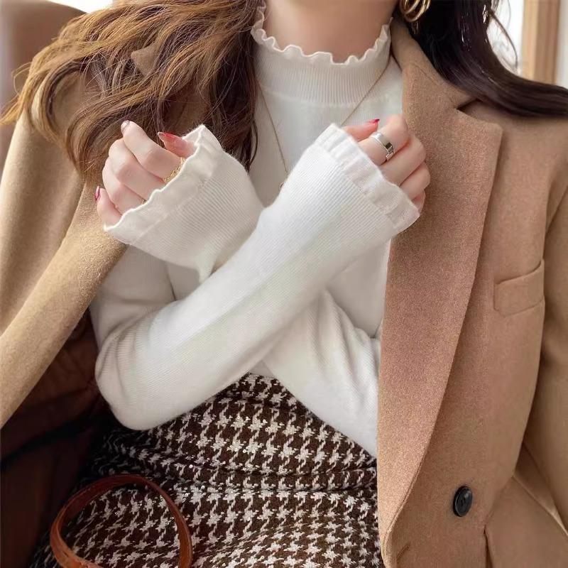 Spring New Design Semi-turtleneck Soft Waxy Slim-fitting Long-sleeved Knitted Sweater Women's Light Professional Style Inner Sweater