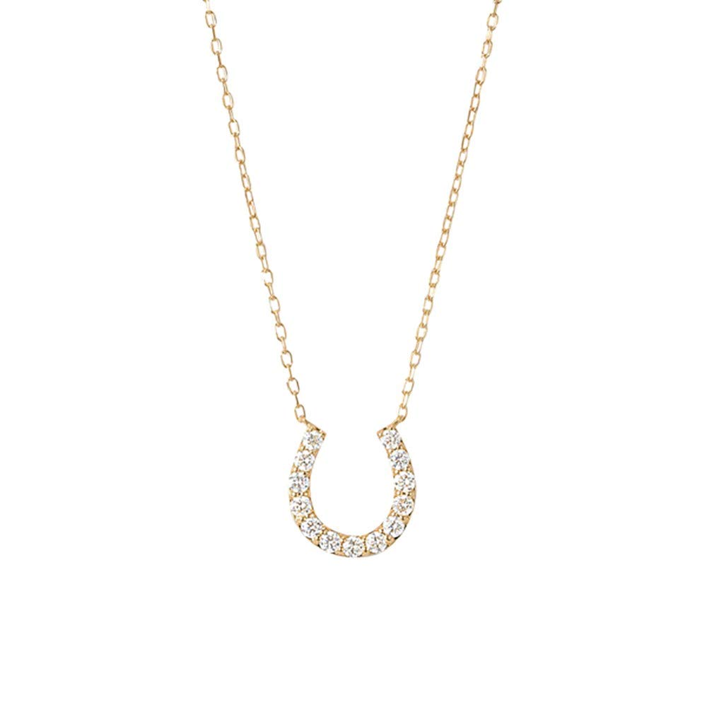Kyocera Diamond Necklace in 18K Yellow Gold with a Carat Horseshoe Design 0.3