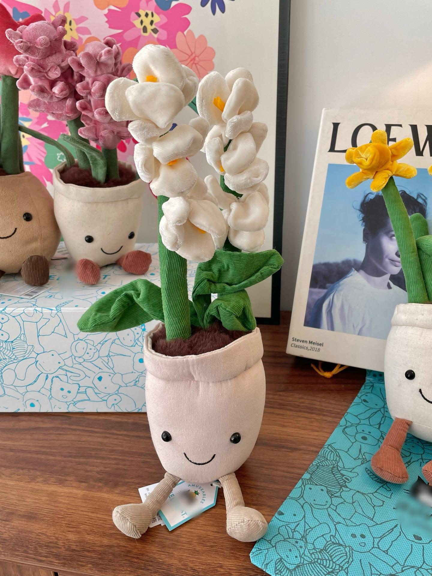 

Серия плюшевых букетов Jellycat UK: Забавные куклы-нарциссы, гиацинты, тюльпаны и белые орхидеи With dust bag