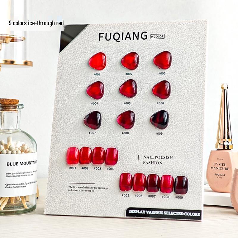 

9-Color Ice-Transparent Cherry Wine Red Gel Nail Polish Set