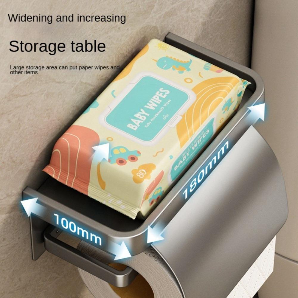 1 Set Wall Mounted Toilet Paper Holder Self-Adhesive, Large Roll Size with Shelf,Suitable for Various Bathroom Styles