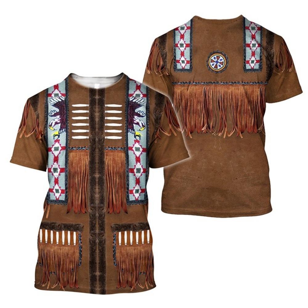 Men's printed T-shirt, Western 3D printed clothing, short sleeved oversized T-shirt, fashionable and casual