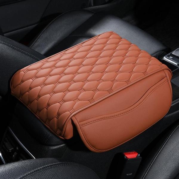 PU-läder Auto Mittkonsolskydd, Tjock förvaringsväska armstödsbox, Universell passform för de flesta fordon Sätesskydd Bilinteriörtillbehör