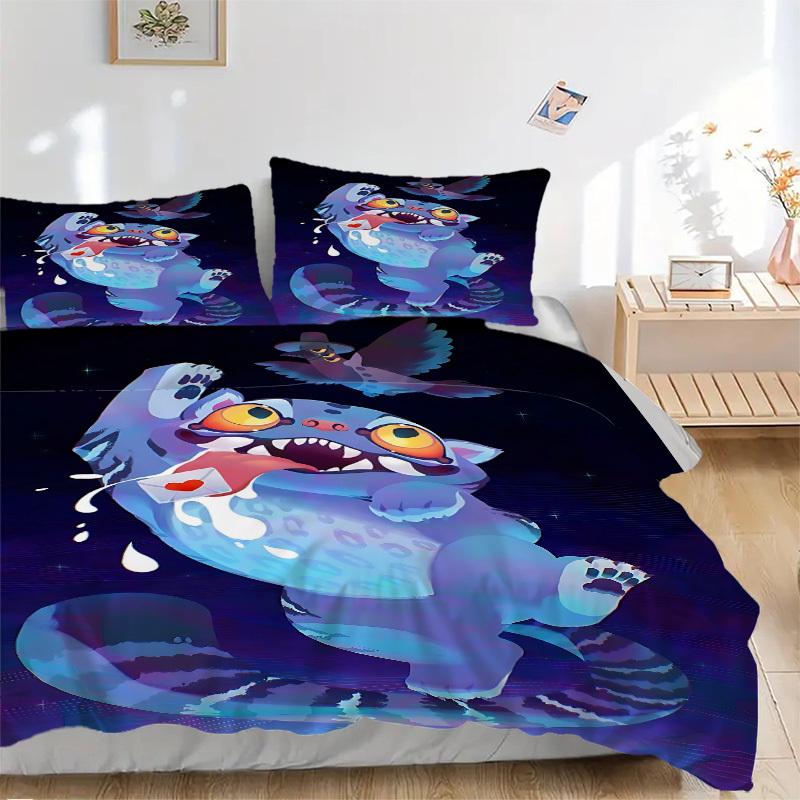 3pcs Bedding Set K-Pop Demon Hunters Cat Includes 1 Comforter + 2 Pillowcases, Without Pillow Inserts, Soft Comfortable,a0910201