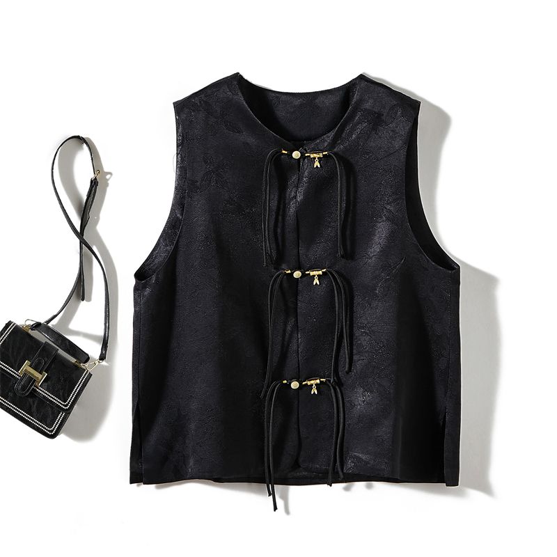 

Кабинет большого бренда W Юань + Элитное женское атласное вискозное платье-бандаж с золотой пряжкой за копейки, тонкое пальто на круглый год Black L