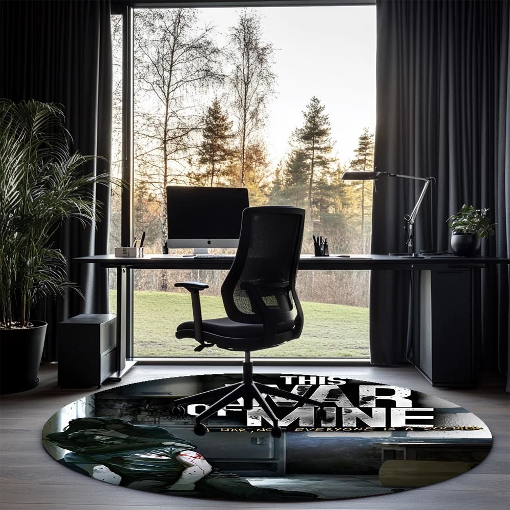 This War of Mine Printed Round Rug Carpet Chair Rug Area Rug Entryway Doormats,for Office Chair Living Room Bedroom Kitchen Room.
