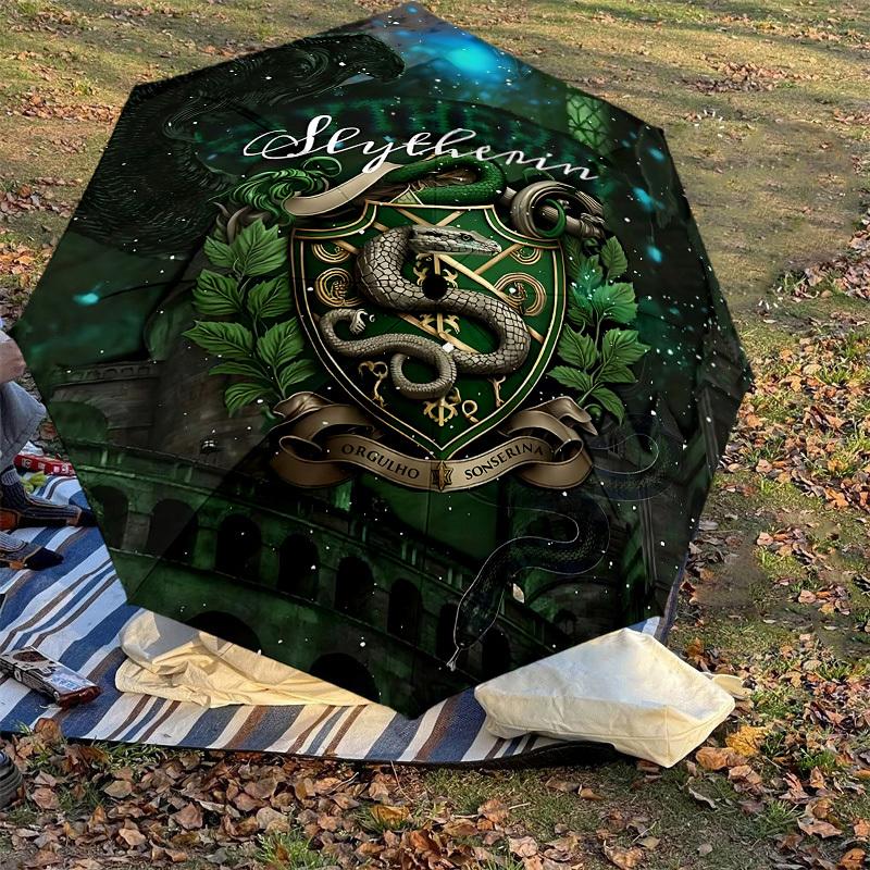 1PC Warner Slytherin Snake Automatic Open/Close Umbrella with Windproof, 17-Rib Sturdy Canopy, Durable Ribs1234A