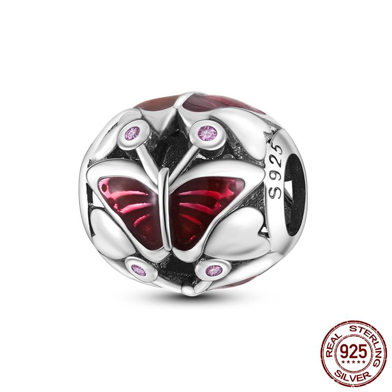 Copper Butterfly Ladybug Cactus Lucky Four Leaf Clover Dangle Charm Beads Fit Charm Bracelet Original Jewelry