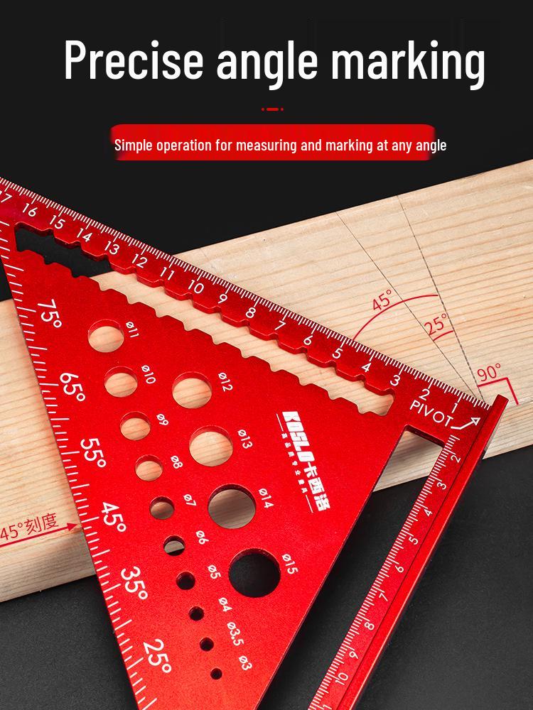 Industrial-Grade Aluminum Alloy Multifunctional Triangle Ruler - Thickened, High-Precision 90° Woodworking Measuring Gauge