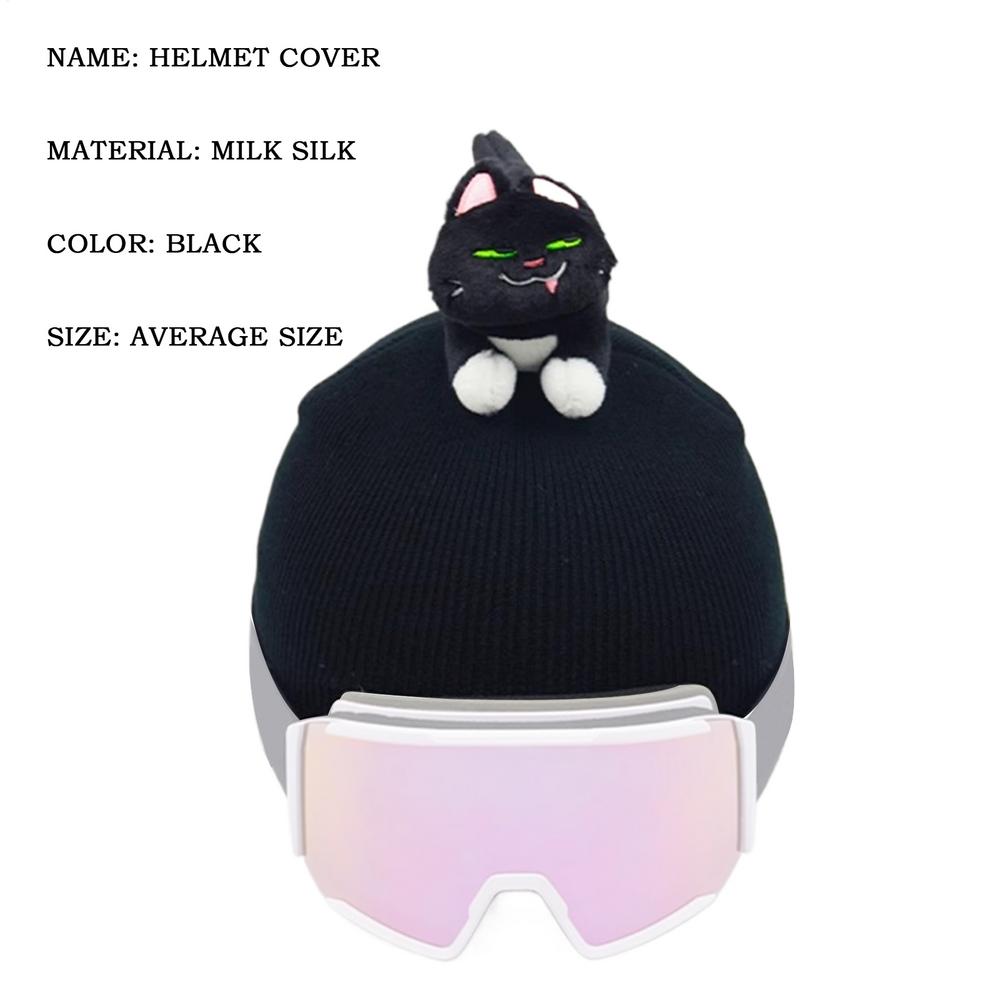 Ski Helmet Cover Cute Cat Ears Headgear Cover for Ski Winter Sport Headwear Fuzzy Headgear Protector Decorative Cover