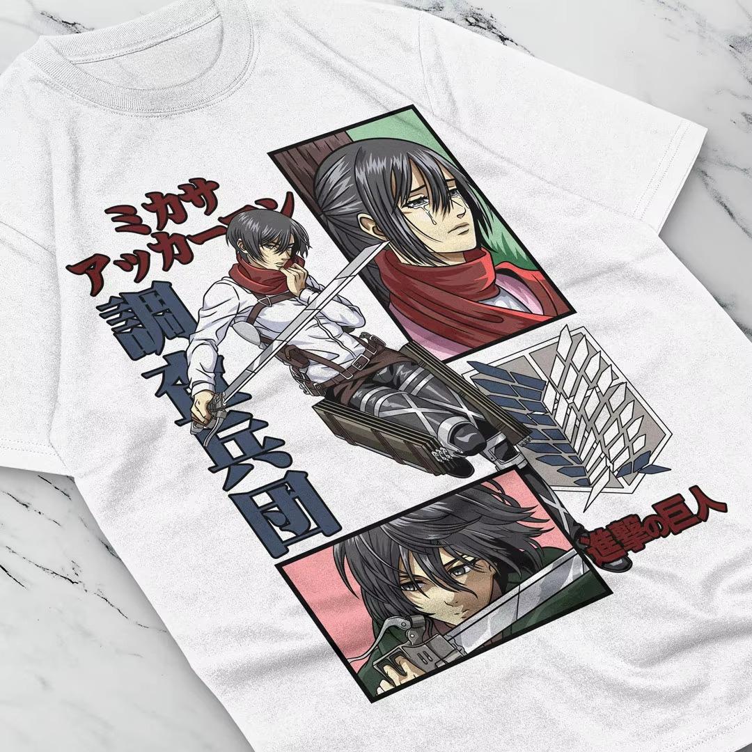 Attack on Titan Mikasa Eren and Mikasa Printed Tshirt Unisexs and Womens Tshirt Unisexs Top Sports Tshirt Unisexs Tshirt Summer S