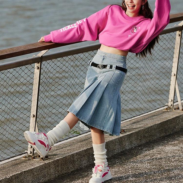 Li Ning Cartoon Print Fleece Antibakterielles Loses Pullover-Sweatshirt Unisex-Sweatshirt Rosa-Lila AWDTE49-3