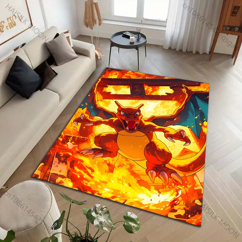 Japanese Anime Pokémon Charizard Printing Carpet for Living Room Bedroom Kid's Room Home Decor Area Rug Sofa Cloakroom Play Mat