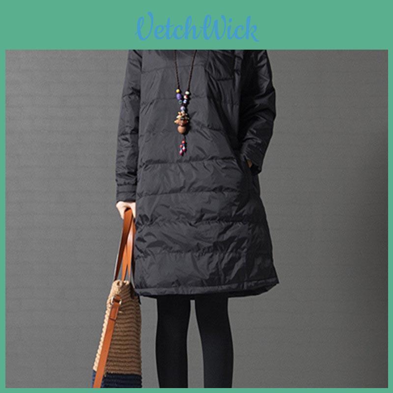 Women Winter Warm Quilted Coat Pullover Dress Long Sleeve Loose Tops Plus Size For Ultimate Comfort And Style