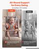 Baby Swing 30 kg Weight Capacity 3 Modes Canvas Hammock Swing Gray, for Indoor and Outdoor, 5-Point Harness and Tree Straps, Wooden Hanging Seat with