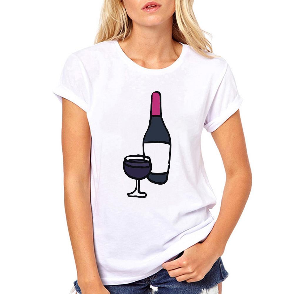 Red Wine Print Tshirt For Woman Oversize Summer Female Tee Shirt Fashion Ladies Clothing Funny Korean Style T-Shirts For Woman
