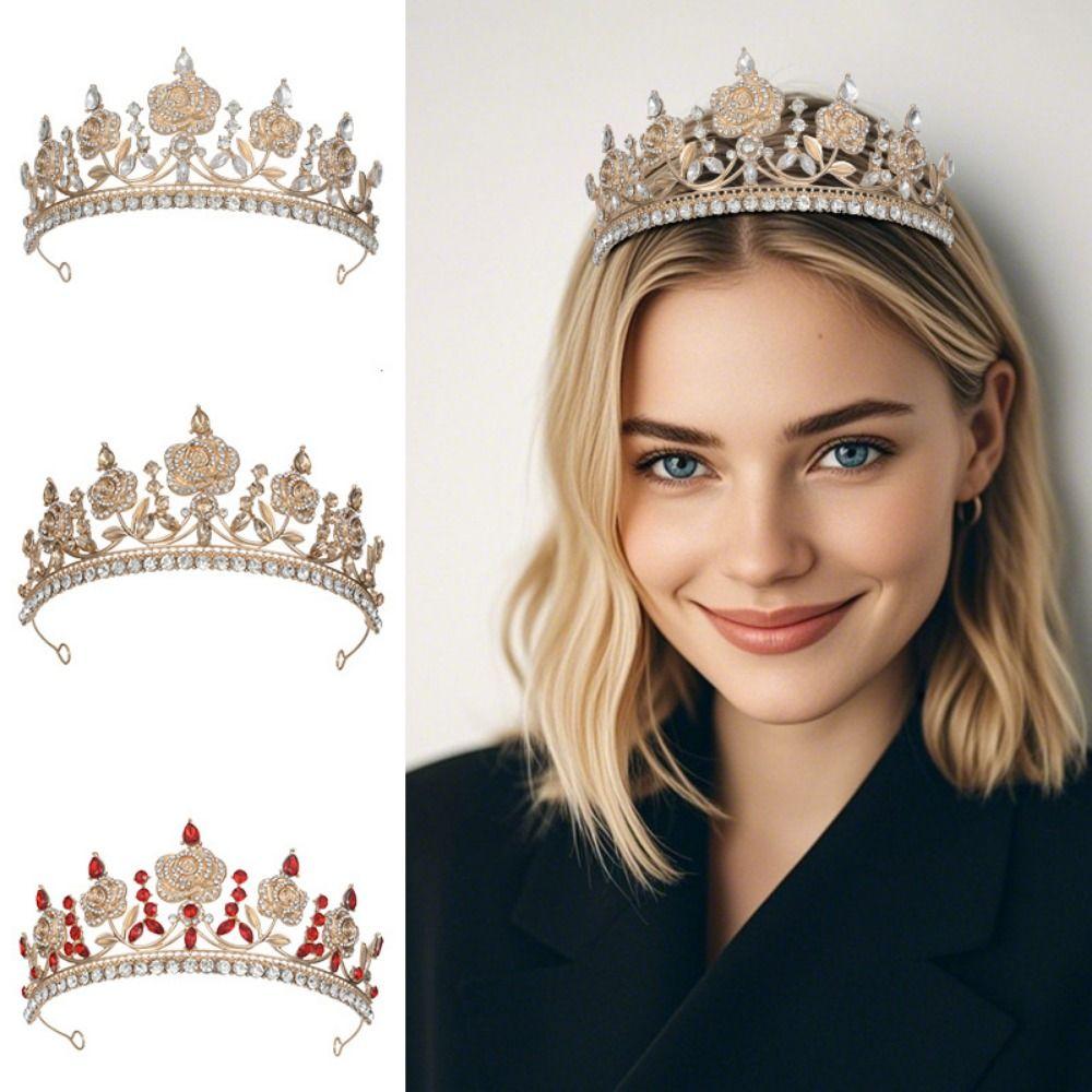 Sparkling Baroque Crystal Crown Elegant Dazzling Luxury Crystal Tiara Shiny Vintage Baroque Queen Tiaras Wedding Bride