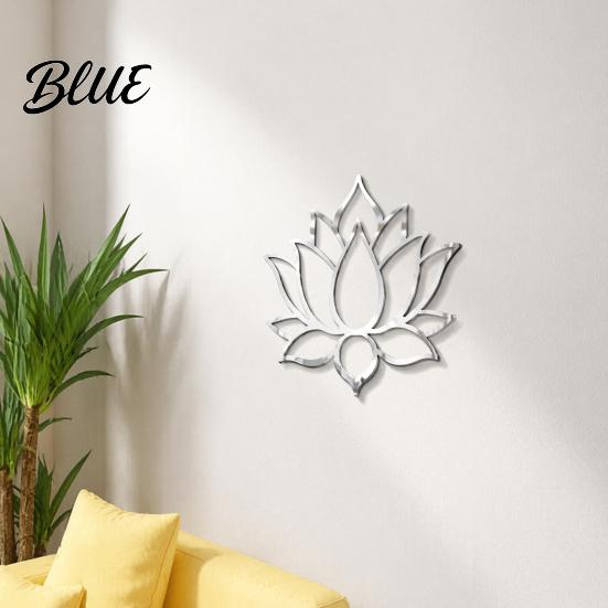 Lotus Flower Mirror Minimalist Ornament Sticker Decal Acrylic Decor Wall Zen Style Self Adhesive Decoration for Living Room Bedroom