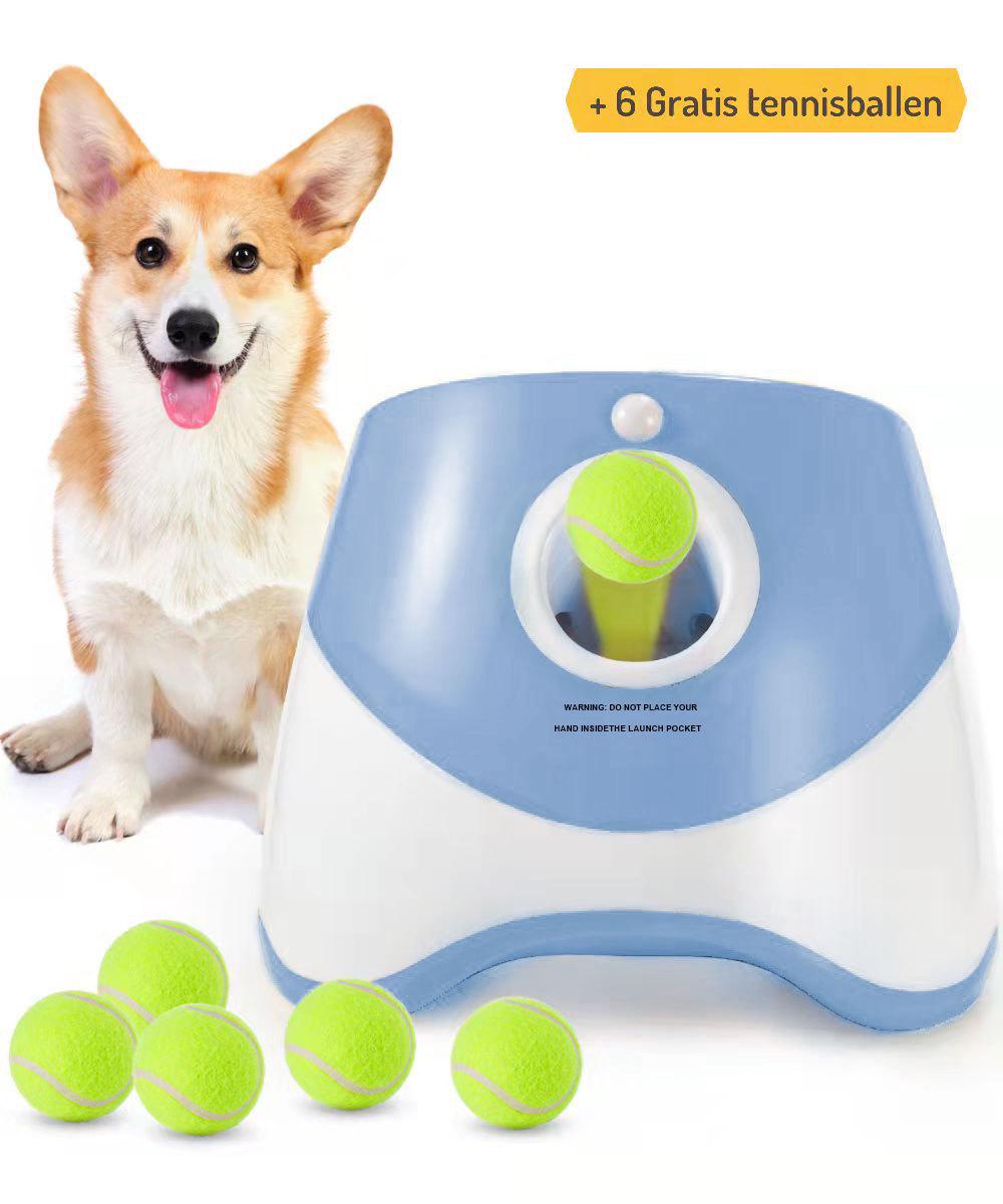 

Dog Tennis Ball Launcher: Automatic Throwing Machine for Fetch and Exercise 3 Balls светло-синий