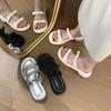 Fashion Fashion Straps Summer Beach Shoes 4.5cm Square Heels Slippers Women Sweet Bow Mulers Outside Summer Sandals Slides Women