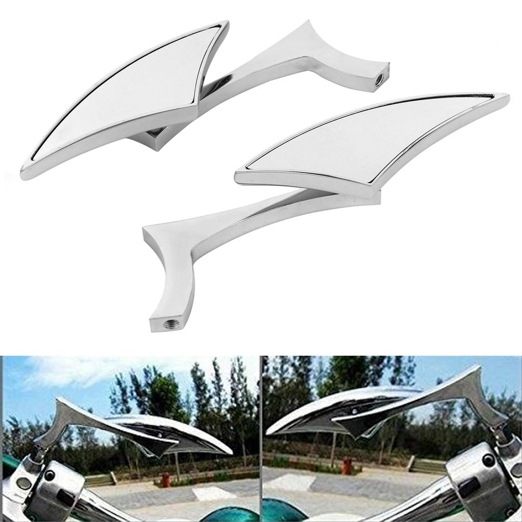 2pcs Motorcycle Rearview Mirrors 8mm 10mm Thread ChromePlated Motorbike Handlebar Side Mirror