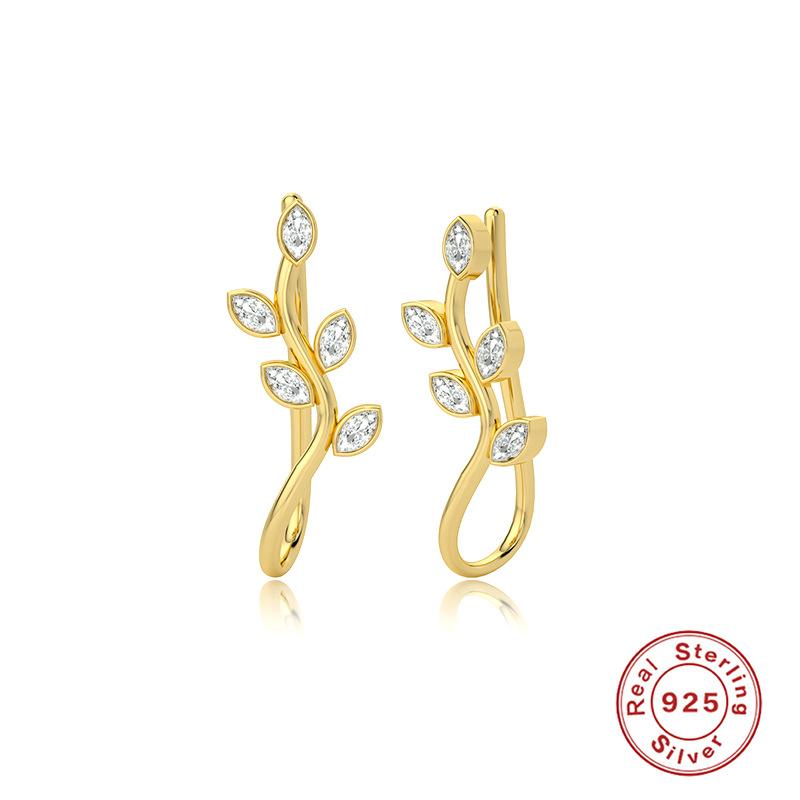 S925 Sterling Silver Personalized Simple Branch Earrings, Fashion Trend Earclips Creative Wind Earrings Earrings
