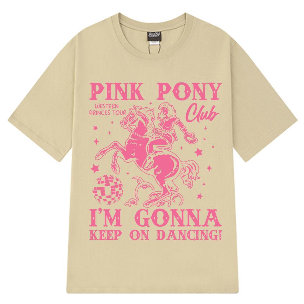 Pink Pony Club Fashion Print T-shirt Summer Short-sleeved 100% Cotton Casual T-shirts Man Woman Aesthetic Trendy Loose T-shirts