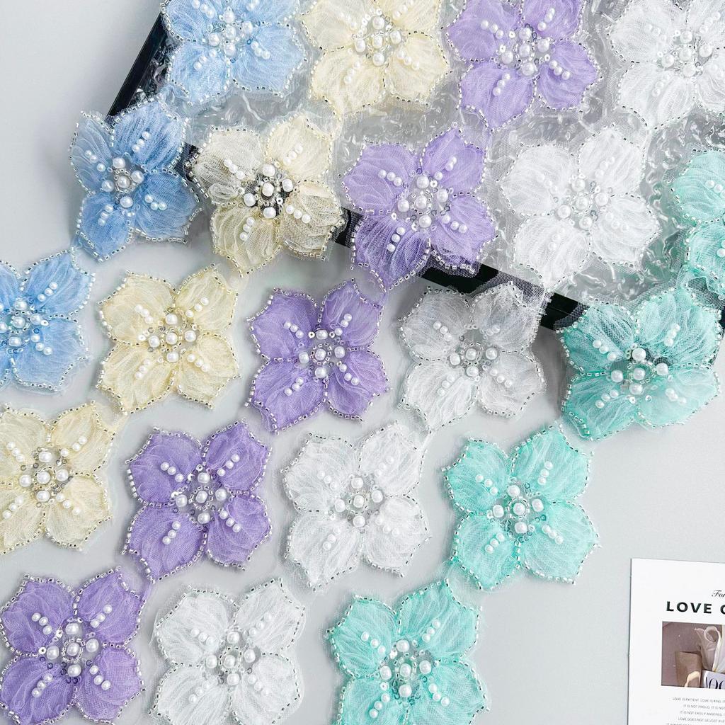 8Cm Multi-Color Bead Three-Dimensional Flower Lace Clothing Hair Accessories Dress Lolita Decorative Lace Accessories