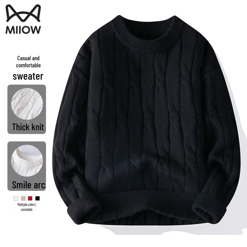 MiiOW Men s Winter Crew Neck Pullover Sweater L